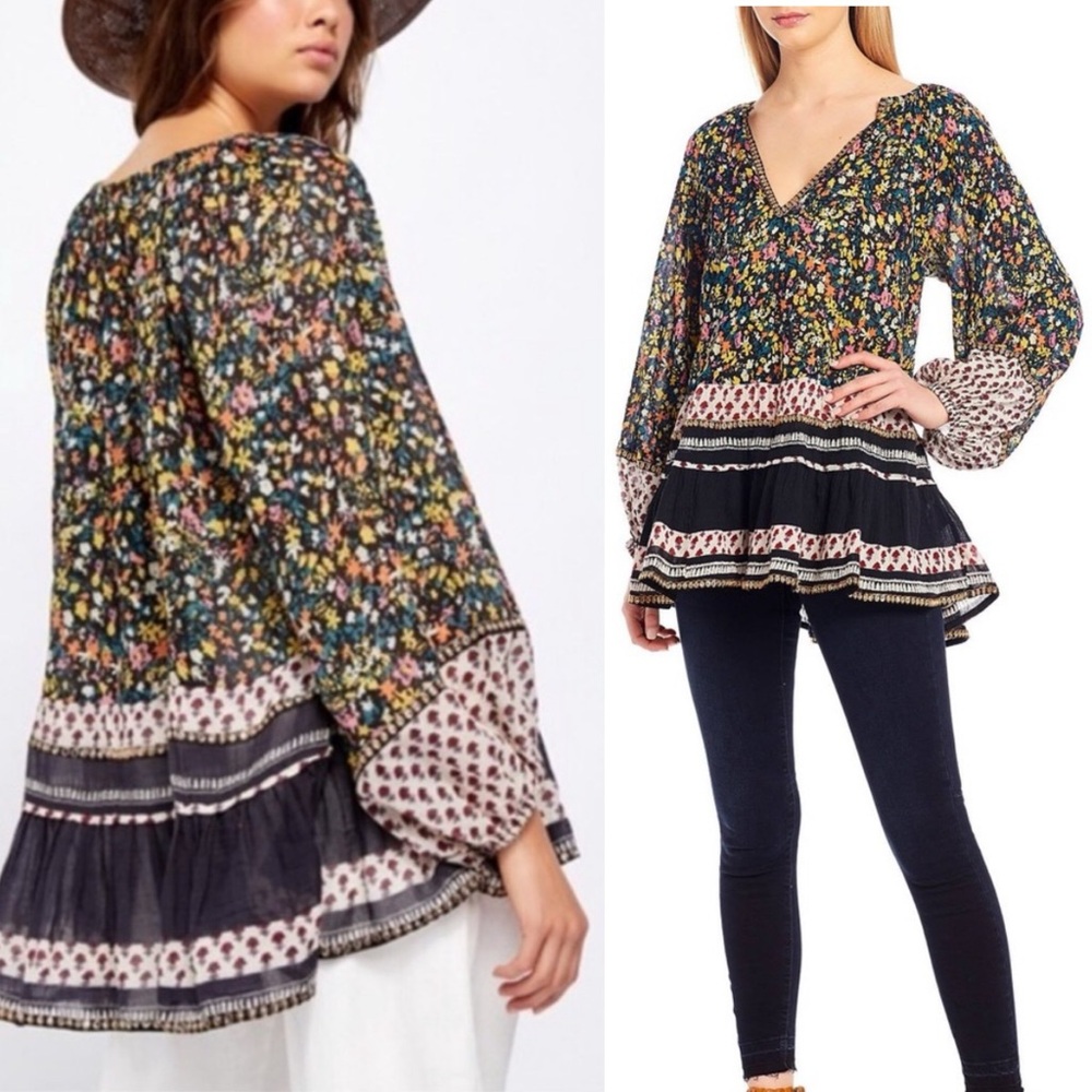 Free People Gardenia Floral Print Tunic M